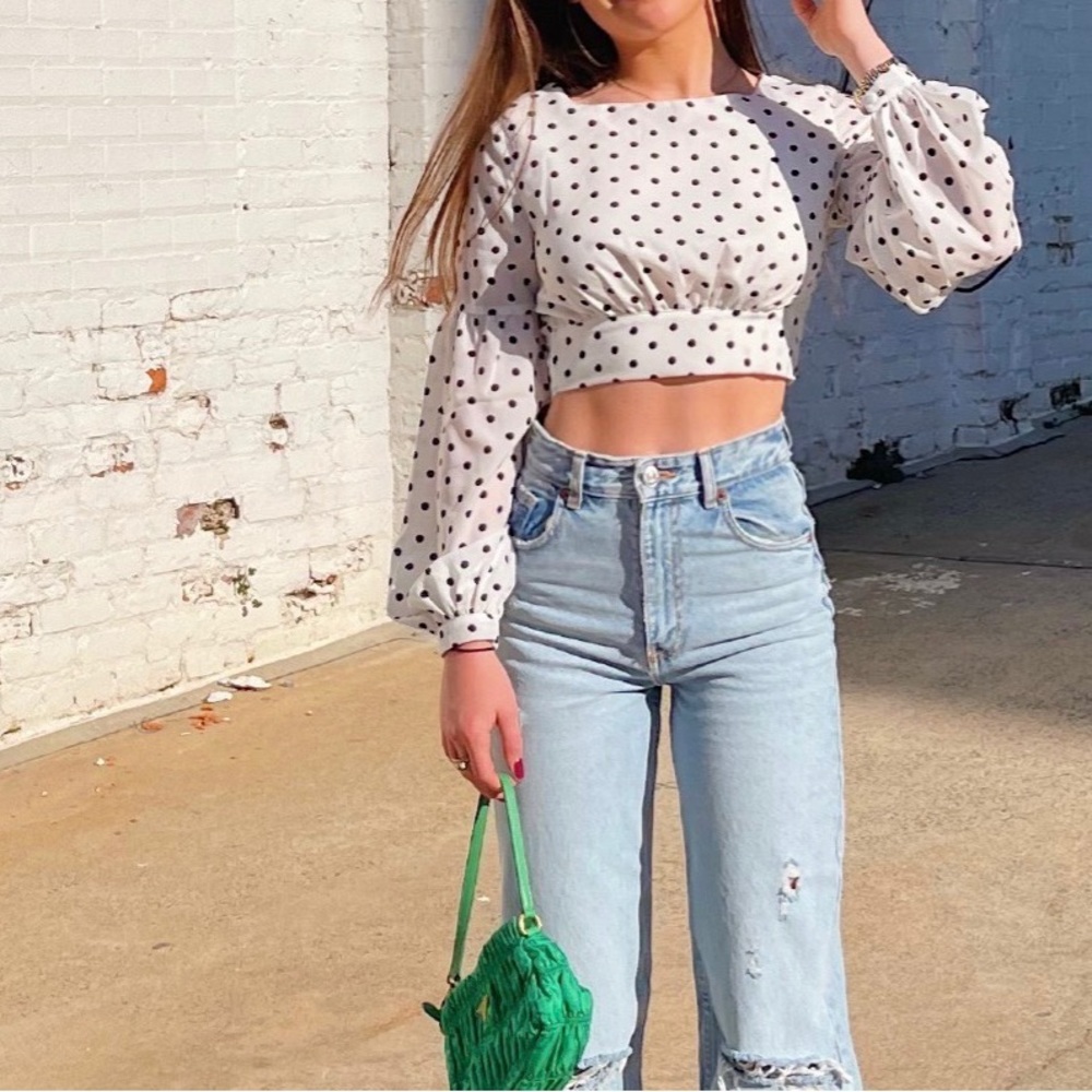 Superdown Polka Dot Crop With Open Tie Back! Xs - image 1